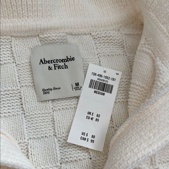 Abercrombie & Fitch White Textured Turtleneck Sweater - Picture 2 of 2